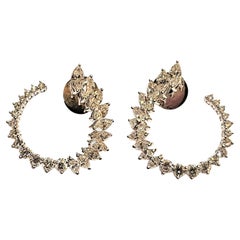 NWT $9, 979 18KT Gold Fancy Gorgeous Glittering Diamond Twist C Shape Earrings