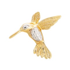 Vintage Hummingbird Pendant 14k Yellow Gold Charm Estate Fine Bird Jewelry 