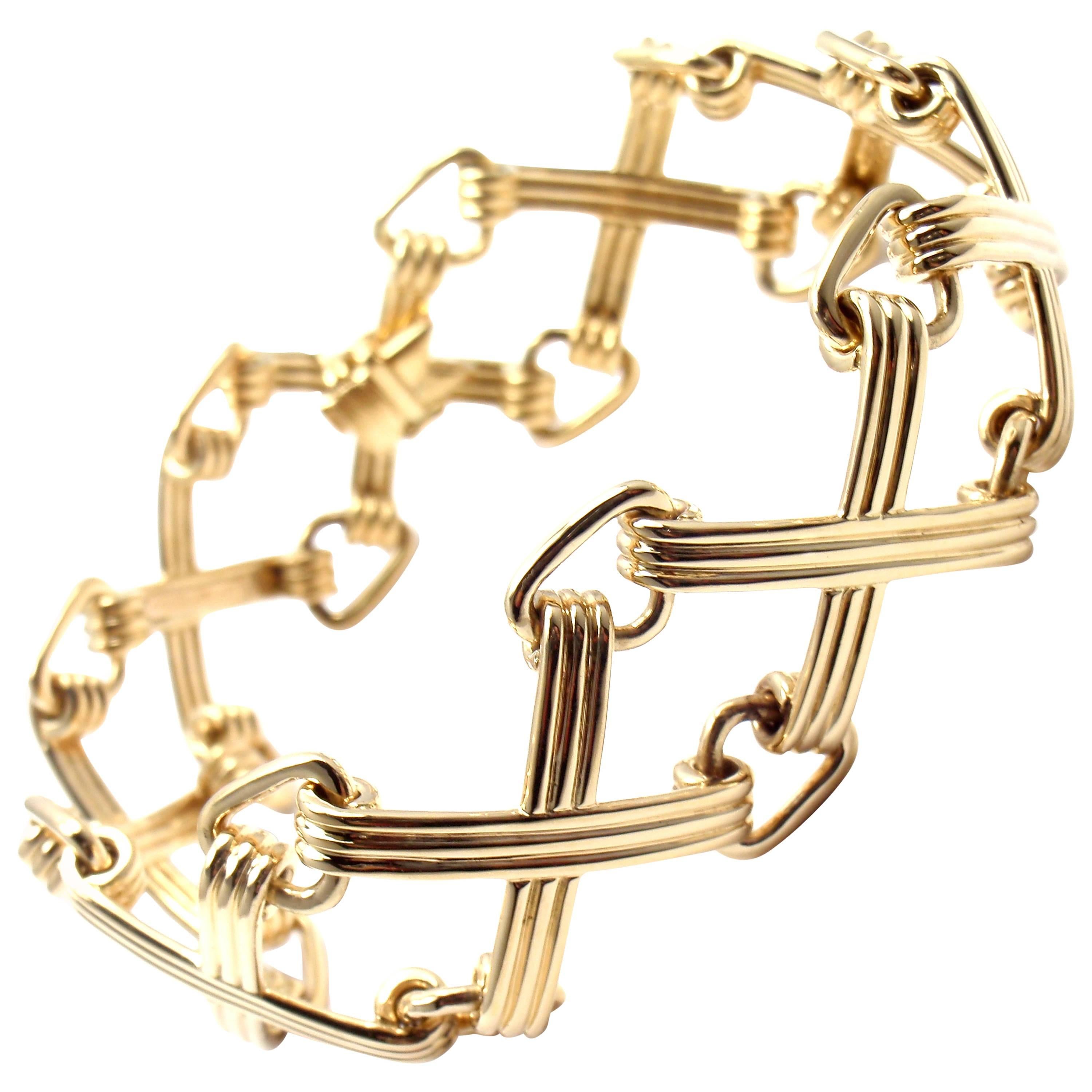 Tiffany & Co. Schlumberger X and Triangle Link Gold Bracelet