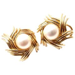 Tiffany & Co. Schlumberger Pearl Gold Earrings