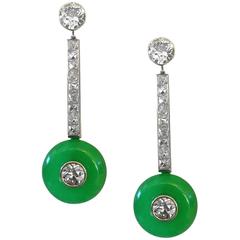 Original 1950s 6 Carat Jade Diamond Platinum Earrings 7