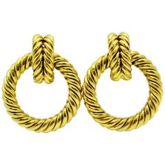 Large Gold Shrimp Doorknocker Earrings 