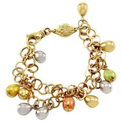 Fabergé Circle Link Bracelet with Gold and Enamel Charms