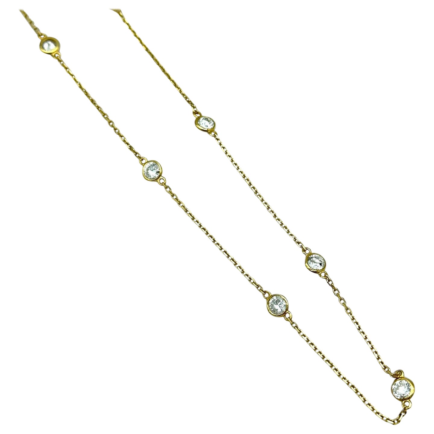 14K 1 3/4 CTW Natural Diamond 7-Station 24" Necklace ( Pink, White or Yellow)