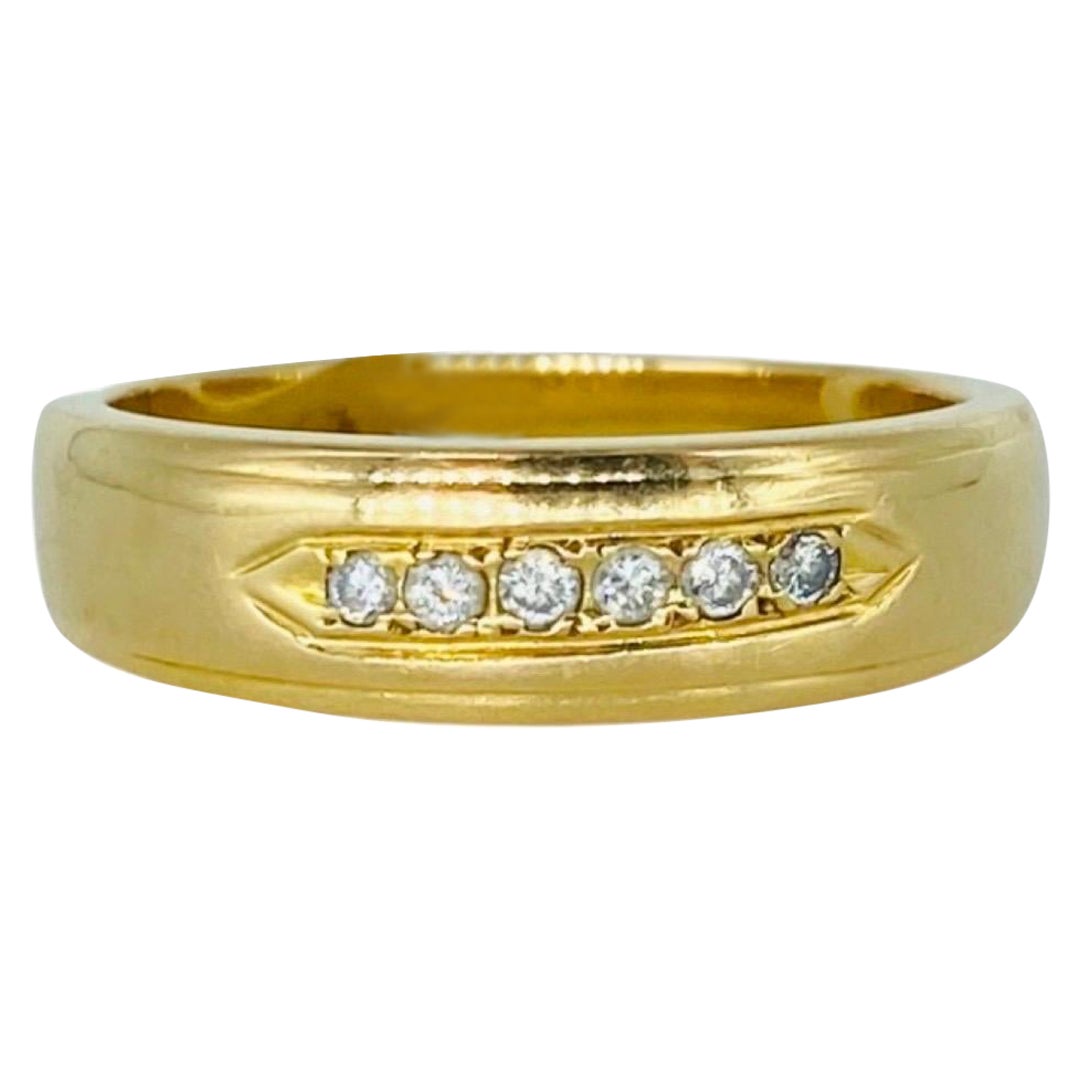 Vintage Men's 0,10 Karat Diamanten Band Ring 18k Gold