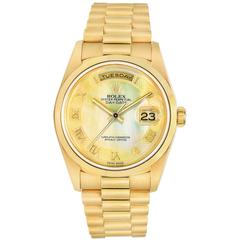 Rolex Yellow Gold Day-Date Mother-Of Pearl Dial President Wristwatch 