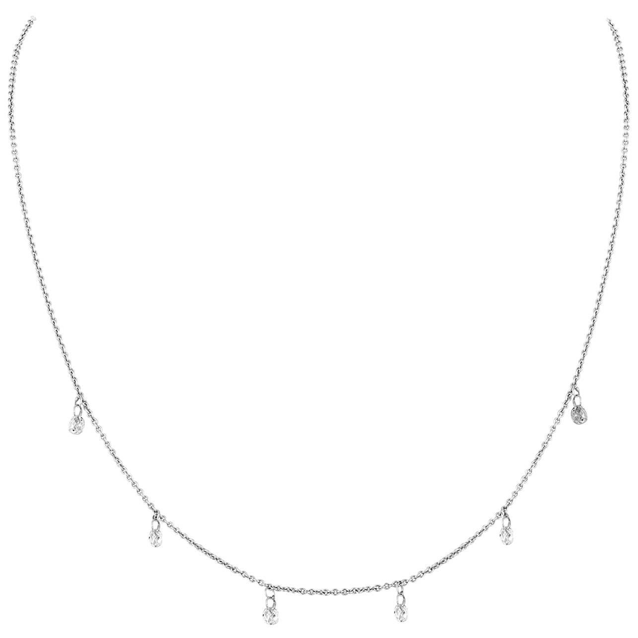 1.20 Carats Diamond Briolettes Gold Necklace