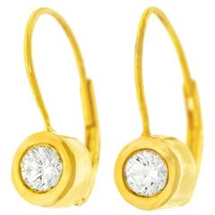 Bezel-Set Diamond Gold Drop Earrings