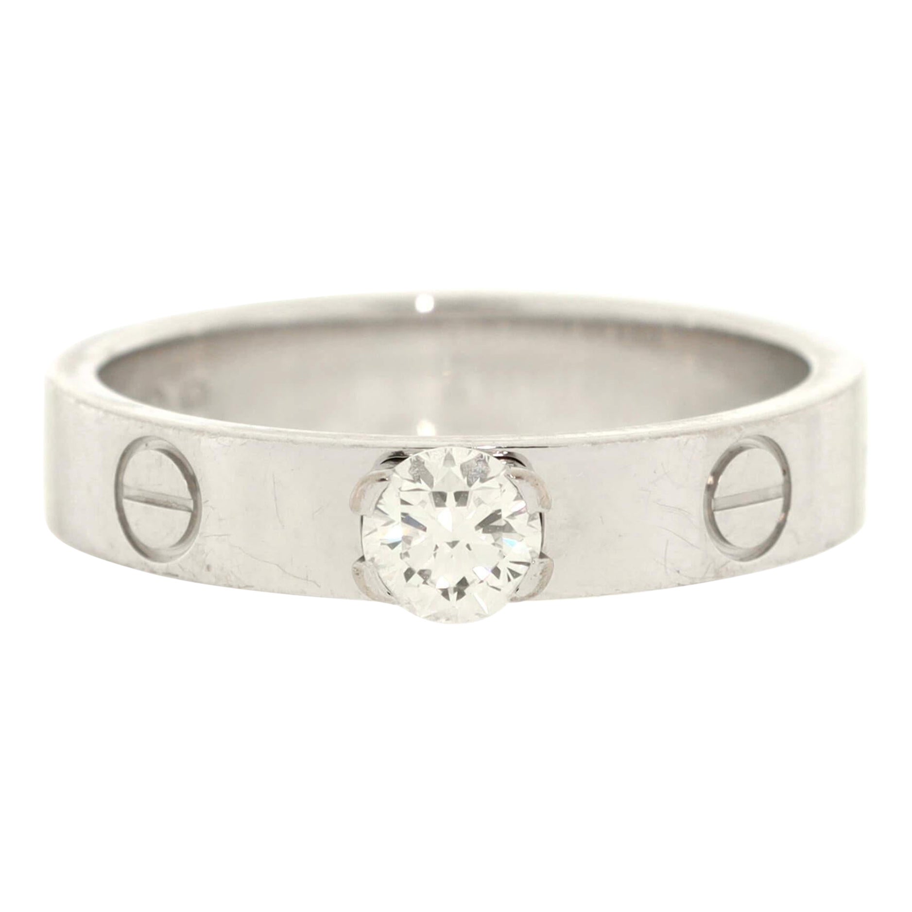 Cartier LOVE Solitaire Ring 18K White Gold and Diamond 0.23CT For Sale