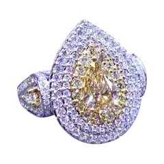 GIA Certified 1.50 Carats of Fancy Yellow Brownish and Diamonds on Ring