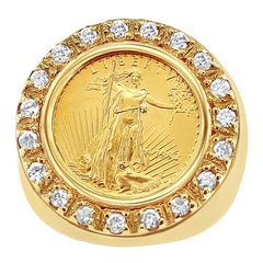 1993 Lady Liberty Coin Ring wit Diamond Halo 