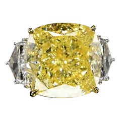 Emilio Jewelry, bague en diamant jaune intense sans défaut de 28,00 carats certifiée par leGIA