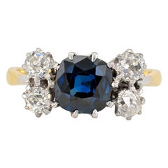 Art Deco 2,15 Karat Saphir 1,0 Karat Diamant 18 KT Platin Ring