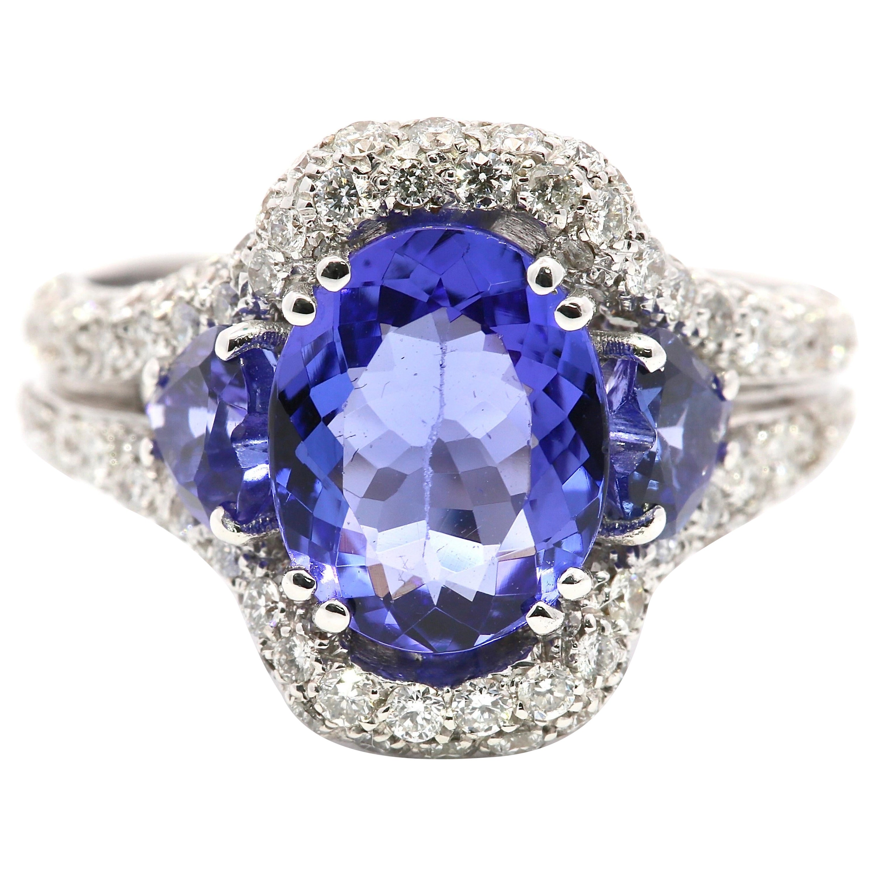 Siglo XXI Anillo de tanzanita y diamantes "VIVID BLUE" fabricado en Italia en venta
