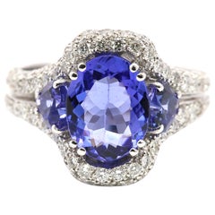 21st century Italian Made “VIVID BLUE” Tanzanite & Diamonds ring
