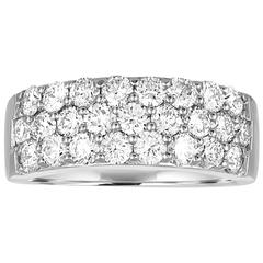 2.00 Carats 3 Row Diamond Gold Half Band Ring