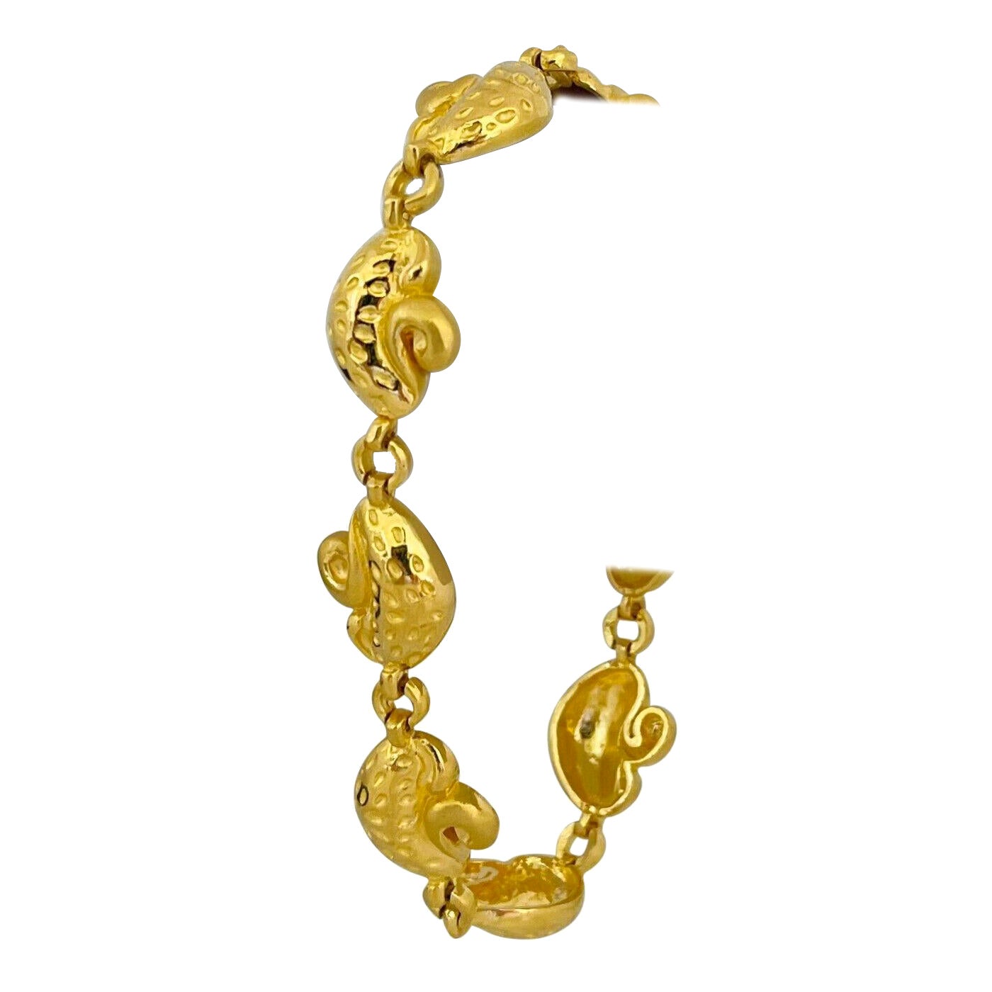 Bracelet à maillons fantaisie en or jaune pur 24 carats massif et lourd  en vente