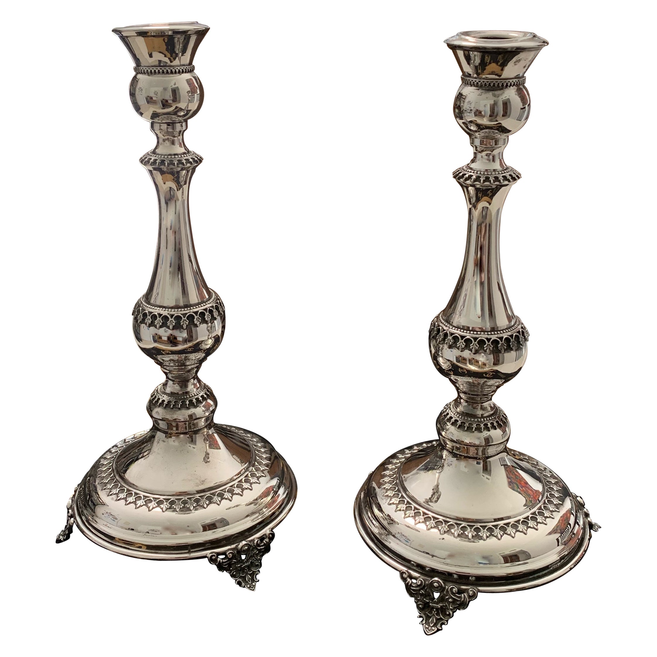 “Hazorfim” Sterling Silver Candle Holder set For Sale