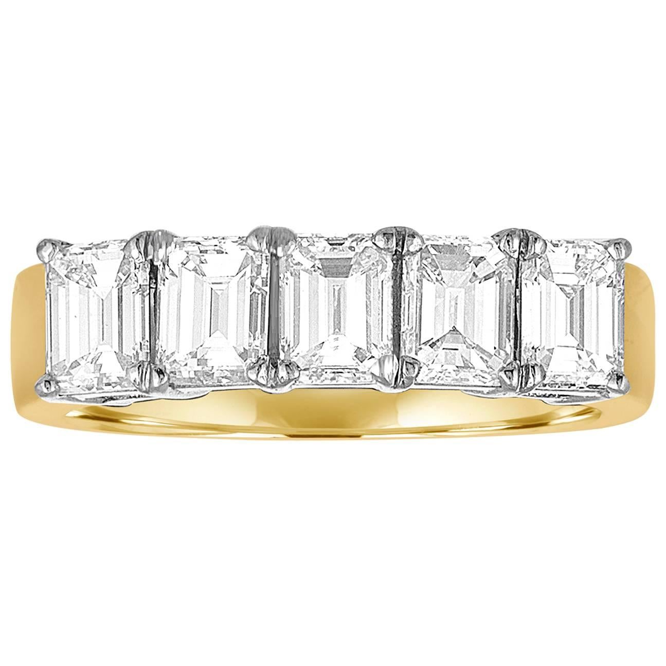 5 Stone 2.50 Carats Diamond Gold Platinum Half Band Ring