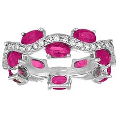 2.50 Carats Ruby And Diamond Wave Gold Band Ring 4