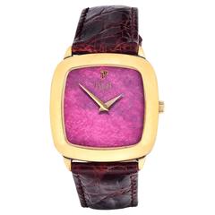 Piaget Vintage Gelbgold Rhodonit Zifferblatt Quarz-Armbanduhr
