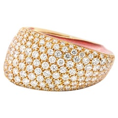 Italian Made 18KT Yellow Gold"Wave" Designer Ring Set Diamonds