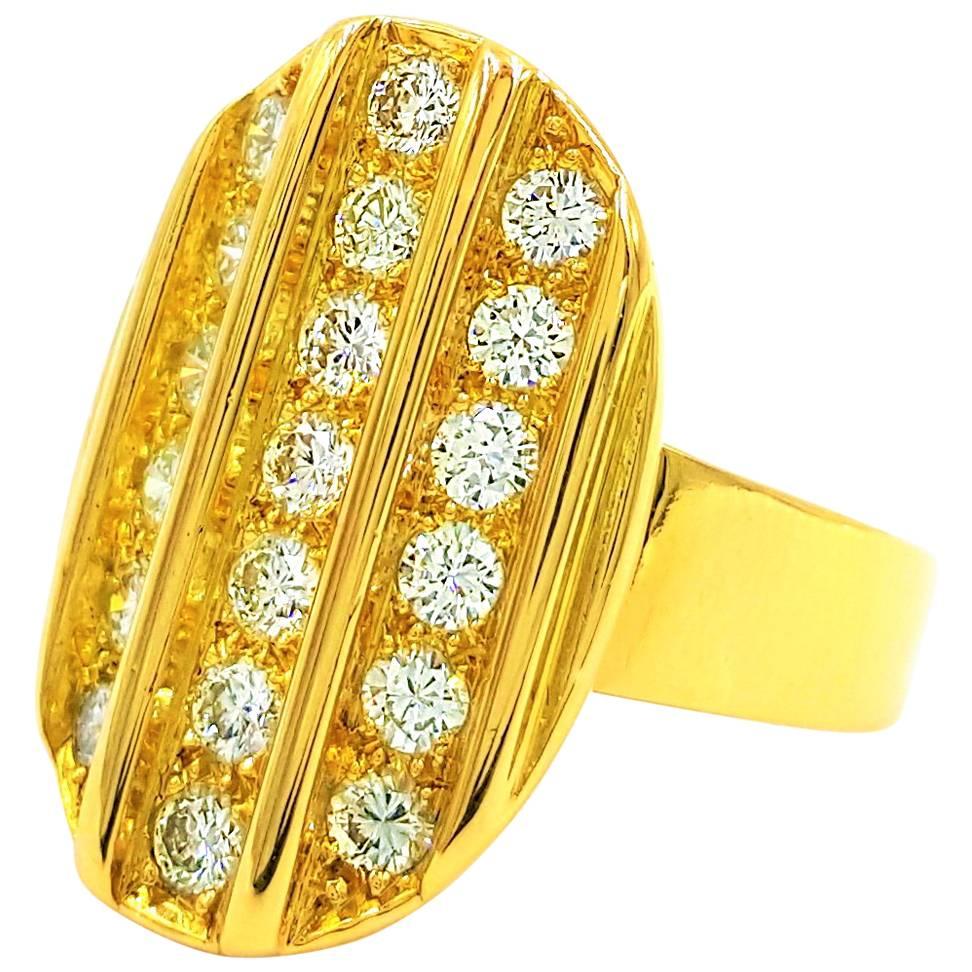 Michel Frederic France 2 Carats Diamonds Gold "Trinity" Ring For Sale