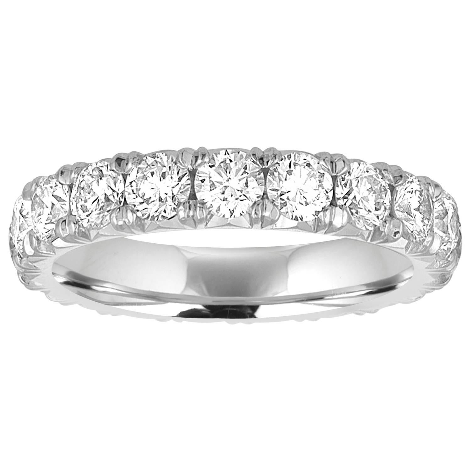 2.10 Carats Diamond Eternity Platinum Ring For Sale