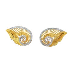 Luxurious 22kt. Gold Diamond Earrings w/ 0.75 ct Total Natural Diamonds AIG Cert