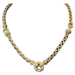 18 K yellow Gold Rope Necklace Diamonds