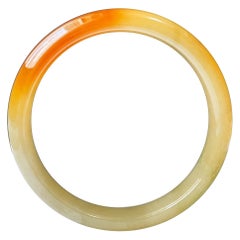 Natural Myanmar Honey Yellow and Red Icy Type Jade Bangle 50.6mm