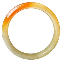 Bangle di giada naturale di Myanmar di tipo giallo miele e rosso 50,6 mm