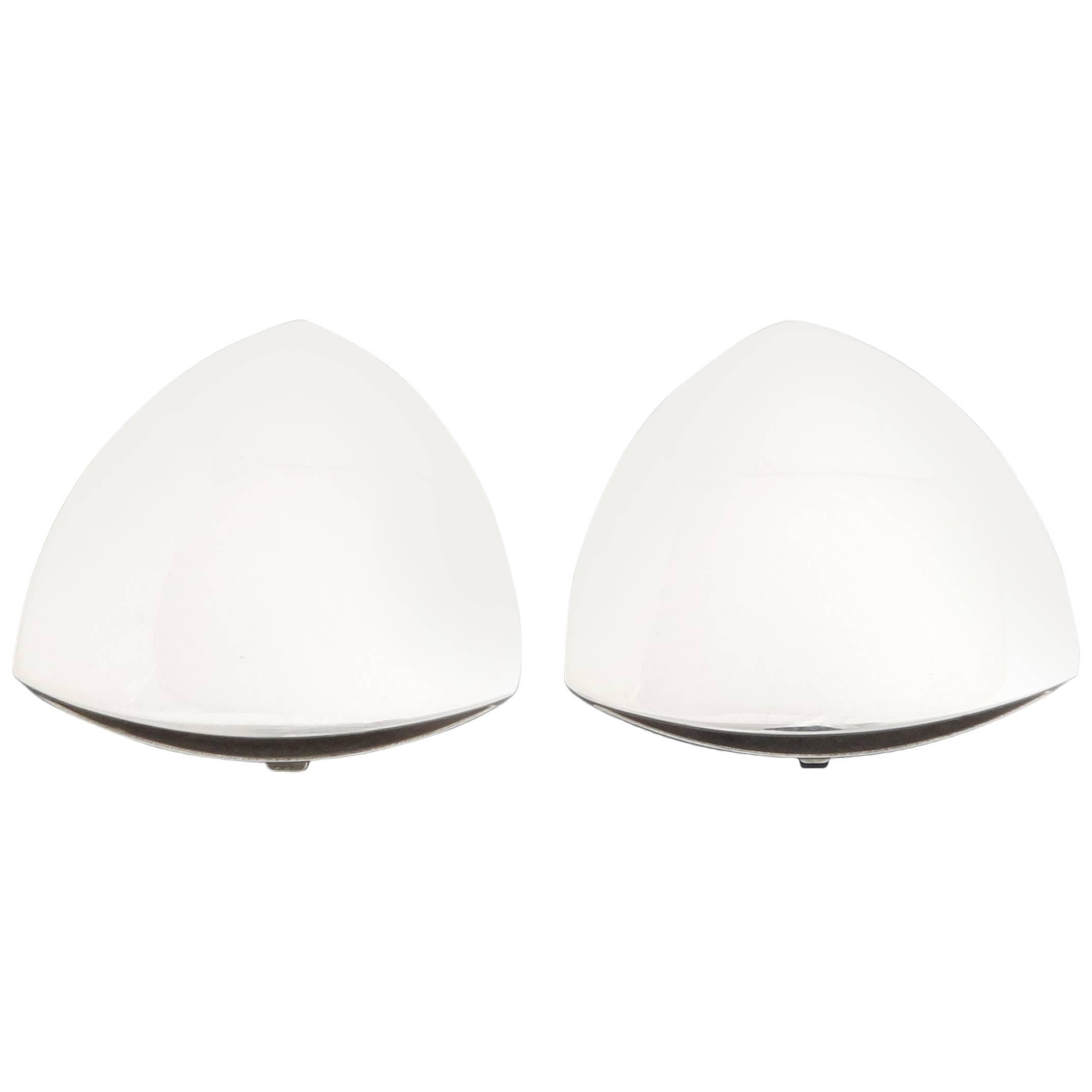 1980s Georg Jensen Modernist Arc Triangular Clip-on Silver Earrings No. 203B For Sale