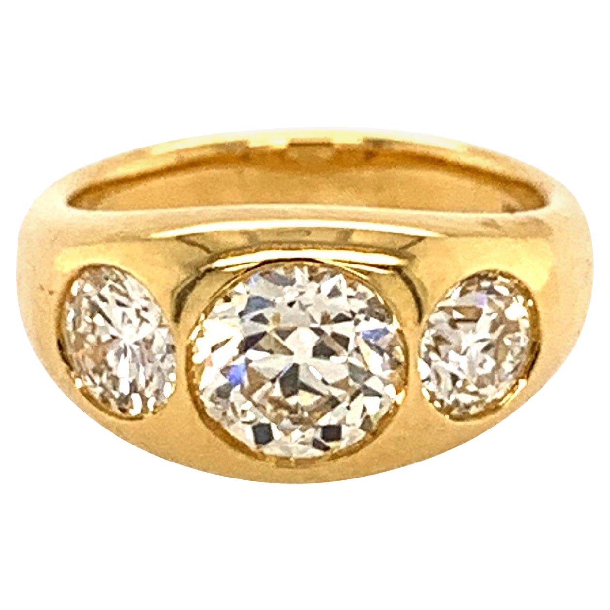Sophia D. 18K Yellow Gold with 1.63 Carat Center Round Diamond Ring For Sale