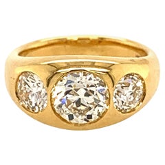 Sophia D. 18K Yellow Gold with 1.63 Carat Center Round Diamond Gypsy Ring