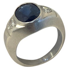 Retro Sapphire & Diamond Three Stone Ring