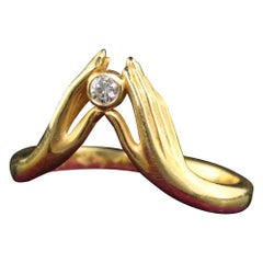 Vintage Estate Carrera Y Carrera 18K Yellow Gold Diamond Hand Ring