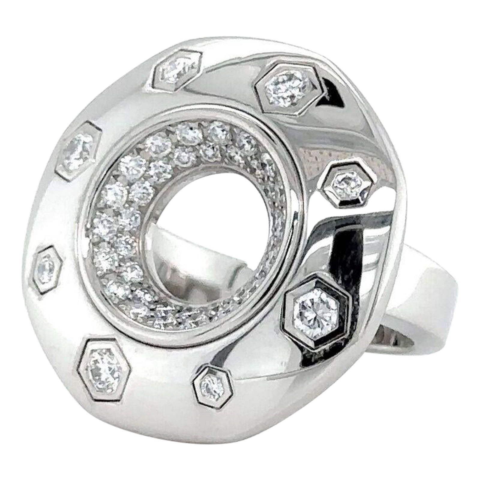 Audemars Piguet Royal Oak 18 Karat White Gold and Diamond Ring  For Sale