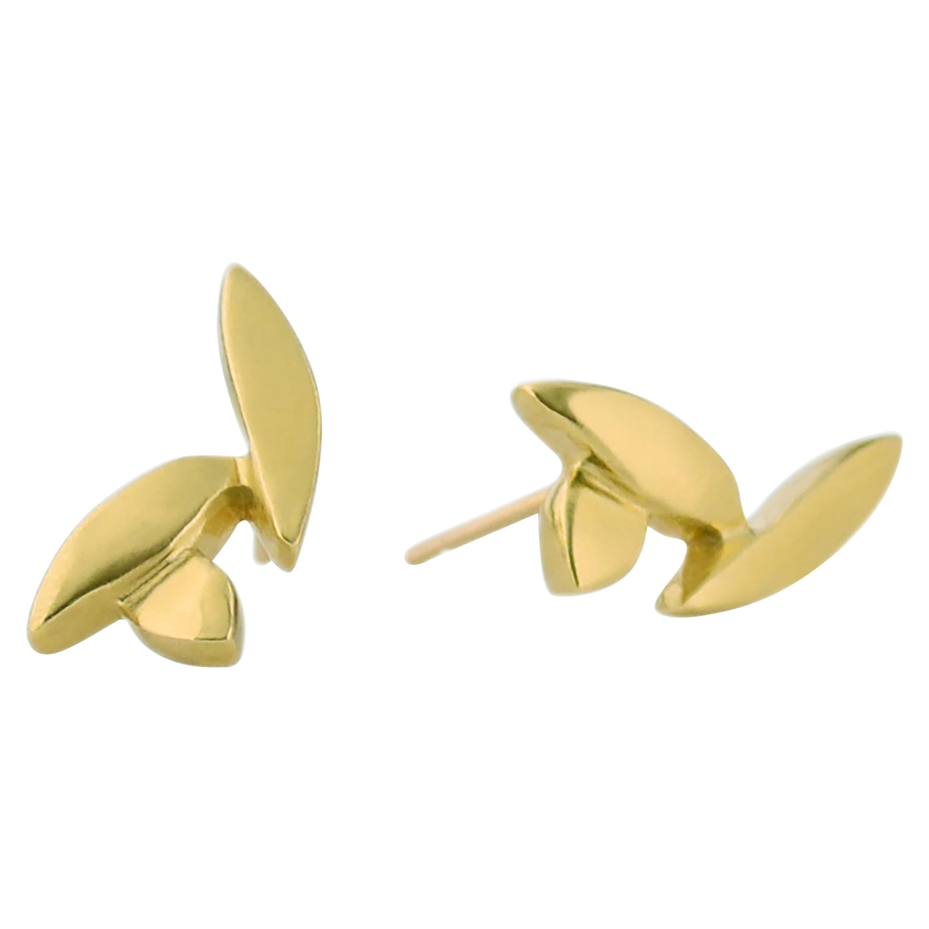 Susan Crow Studio FAIRMINED Gold Petal Post Earrings For Sale