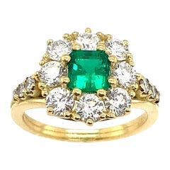 0.79ct Natural Colombian Emerald Ring Surrounded by 1.60ct of Diamonds