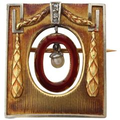 Theodor Fahrner Enamel Gold Jugendstil Brooch 8