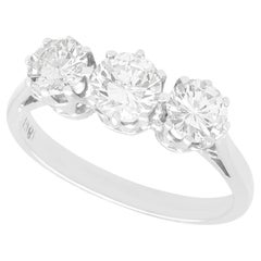 1920s Vintage 1.44 Carat Diamond and 18k White Gold Trilogy Ring