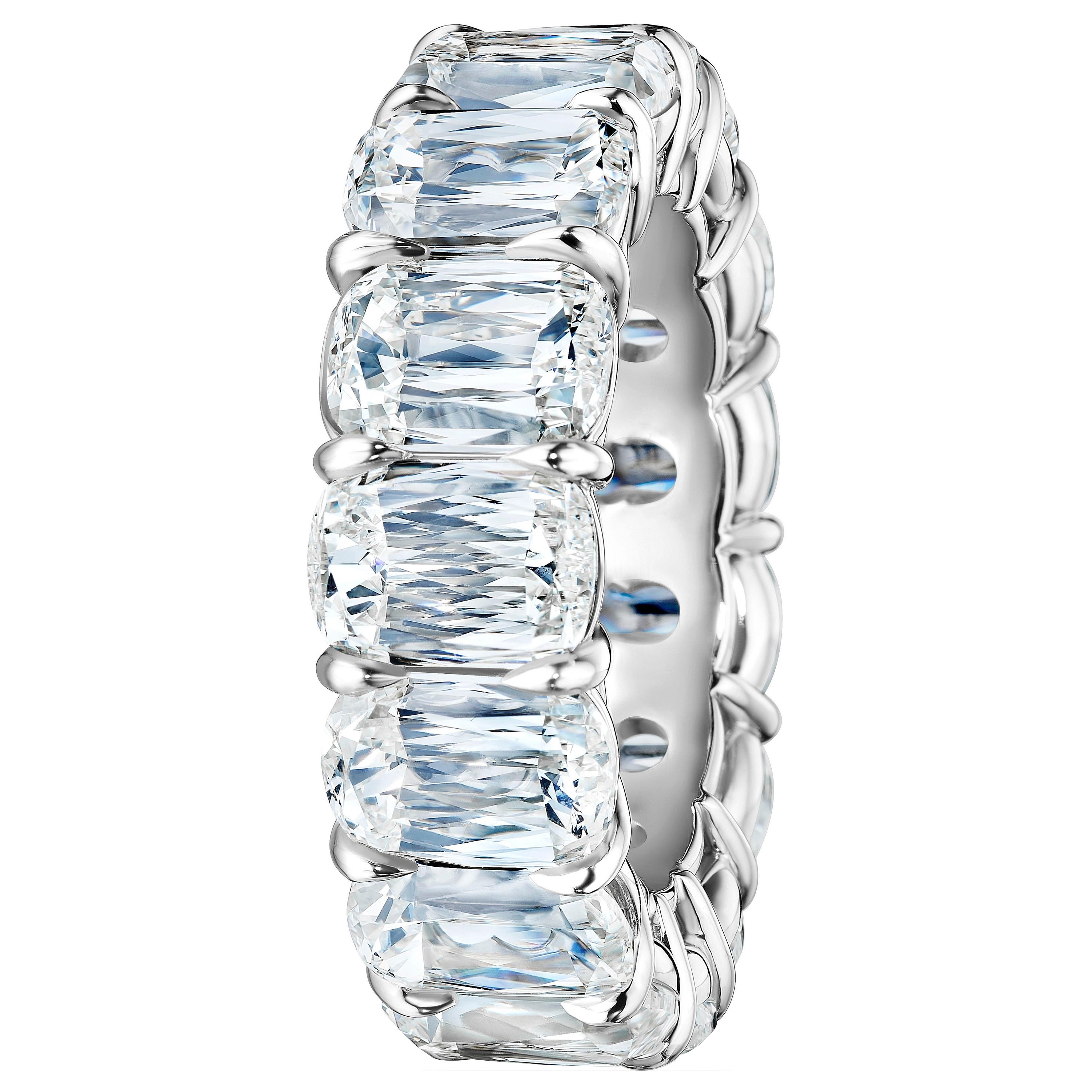 GIA Certified 14.05 Carat Antique Cushion Cut Diamond Eternity Band