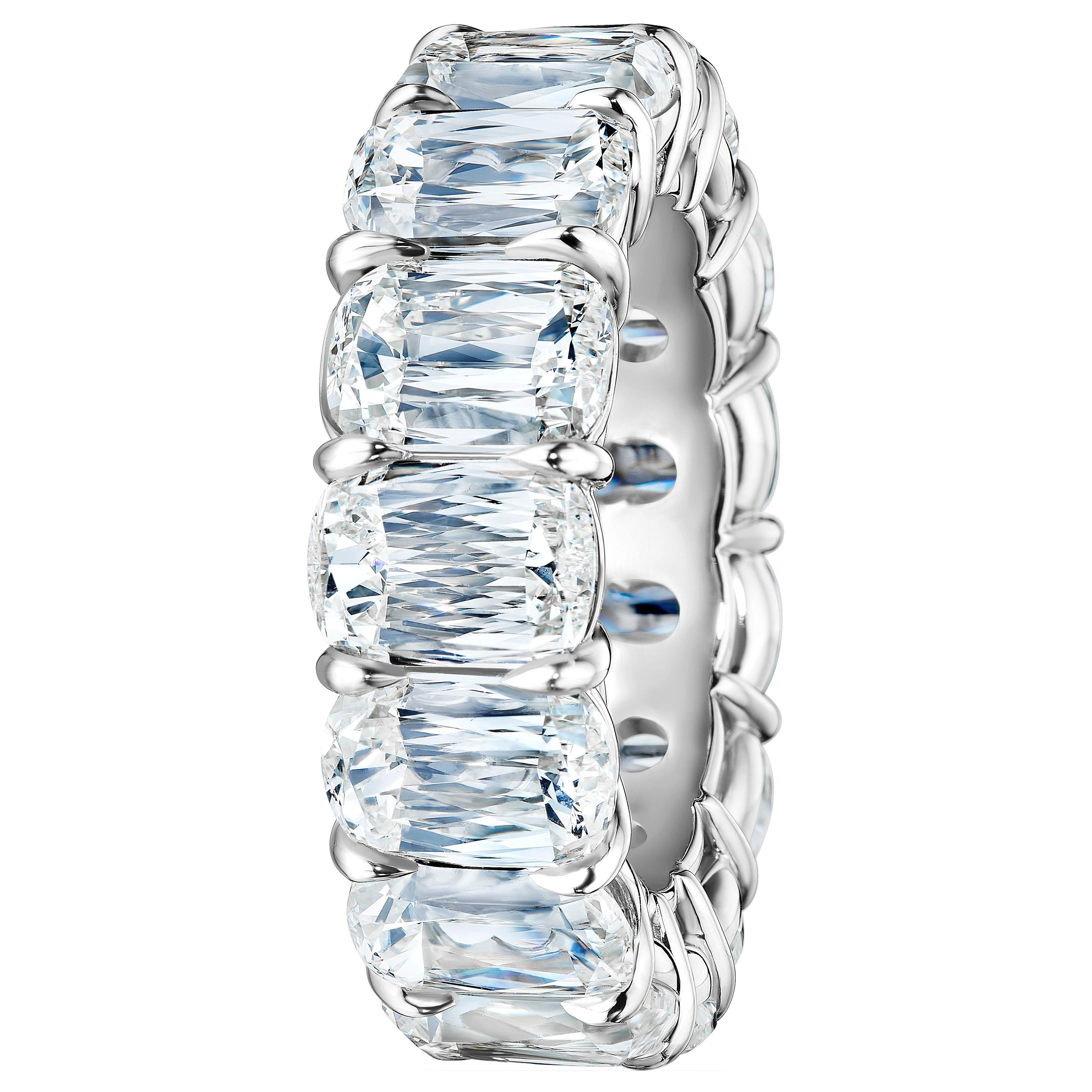 GIA Certified 15.05 Carat Antique Cushion Cut Diamond Eternity Band For Sale