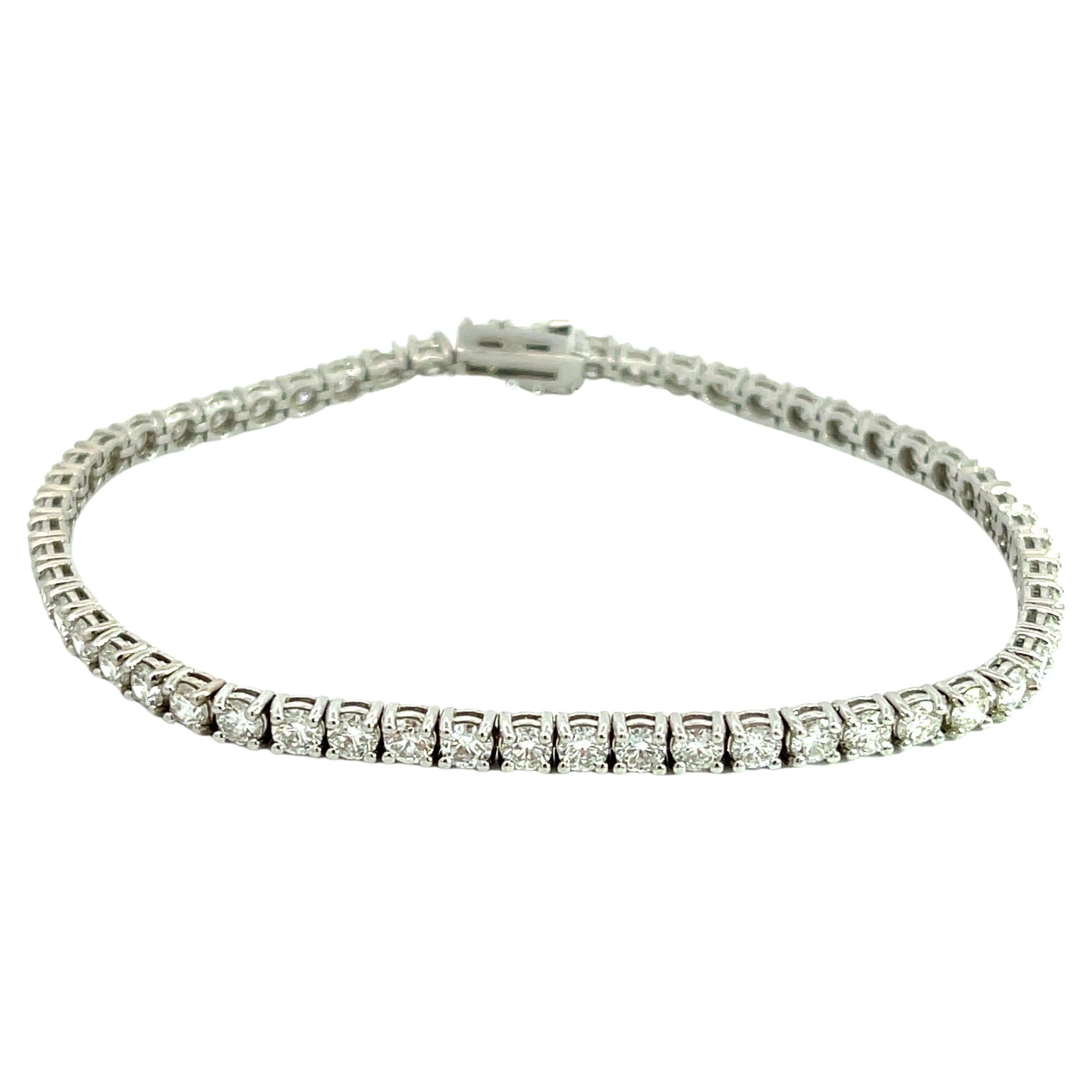 Bracelet tennis en or blanc 14 carats avec diamants de 3,00 carats