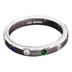 Britisch .50 Ct. Eternity-Ring, Diamant, Smaragd, Saphir, 18 KT