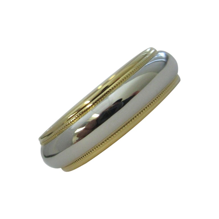 TIFFANY & Co. Together Platinum 18K Yellow Gold 6mm Milgrain Wedding Band Ring 8 For Sale