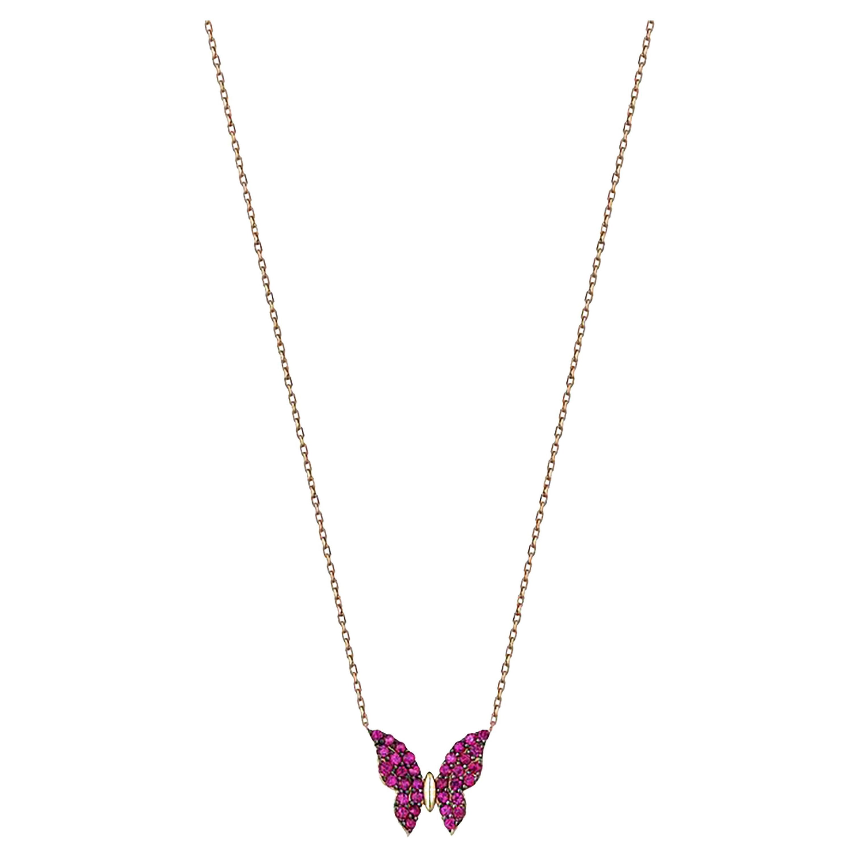 14K Gold Butterfly Necklace, Butterfly Pendant Necklace