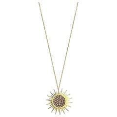 14k Gold Sun Necklace, Sunburst Celestial Pendant