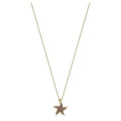 14K Gold Starfish Necklace. Solid Gold Starfish Necklace, Star Necklace